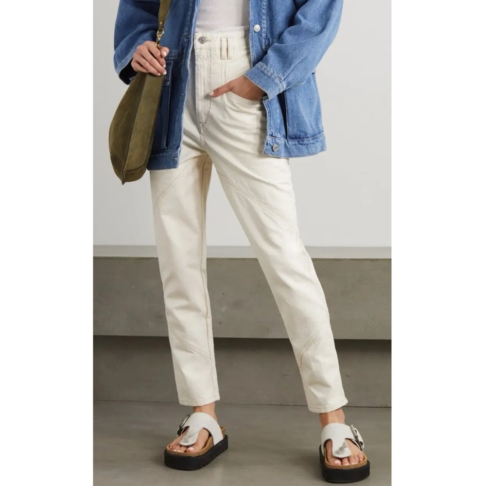 Isabel Marant Nadeloisa Paneled High Rise Straight Leg Jean
